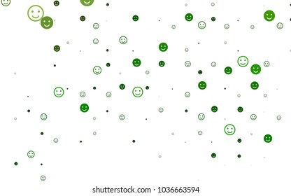 Light Green vector texture with happy smiles. Colorful gradient Smiles on white background. Design for positive ad, poster, banner.