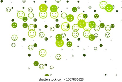 Light Green vector texture with happy smiles. Illustration with set of smiles in simple style. Template for cheerful greeting postcards.