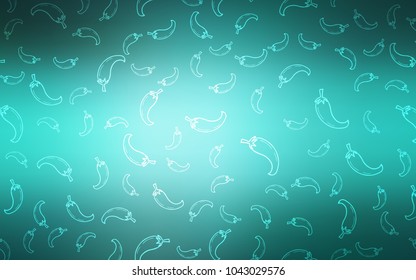 Light Green vector texture with hot peppers. Beautiful colored illustration with peppers in doodle style. Design for ad, poster, banner of cafes or restaurants.