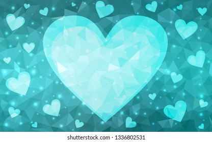 Light Green vector  texture with lovely hearts. Beautiful colored illustration with hearts in celebration style. Pattern for carnival, festival romantic leaflets.