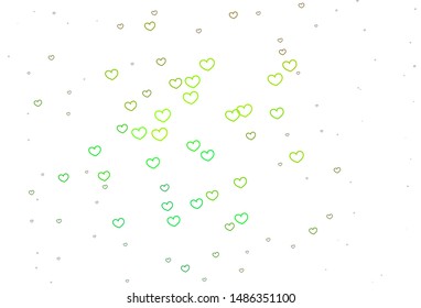 Light Green vector texture with lovely hearts. Beautiful colored illustration with hearts in celebration style. Design for your business advert of anniversary.