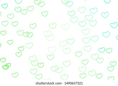 Light Green vector texture with lovely hearts. Decorative shining illustration with hearts on abstract template. Design for ad, poster, banner of Valentine Day.
