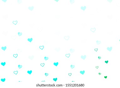 Light Green vector texture with lovely hearts. Beautiful colored illustration with hearts in celebration style. Design for ad, poster, banner of Valentine Day.