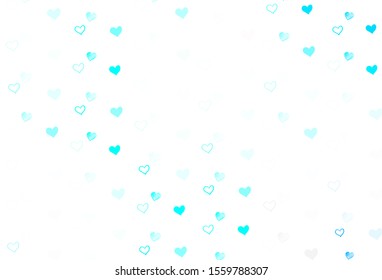 Light Green vector texture with lovely hearts. Hearts on blurred abstract background with colorful gradient. Template for Valentine's greeting postcards.