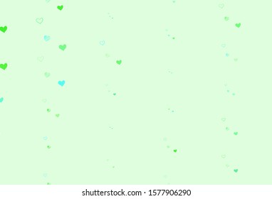 Light Green vector texture with lovely hearts. Blurred decorative design in doodle style with hearts. Design for your business advert of anniversary.