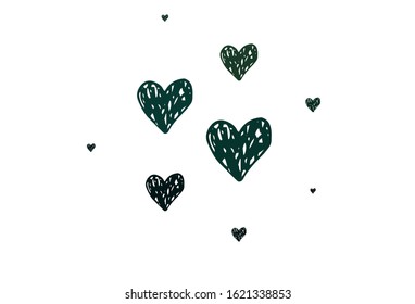 Light Green vector texture with lovely hearts. Shining illustration with hearts on abstract template. Design for celebrating of Valentine Day.