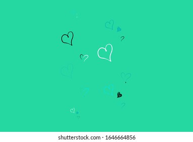 Light Green vector texture with lovely hearts. Decorative design with hearts in simple style . Pattern for marriage gifts, congratulations.