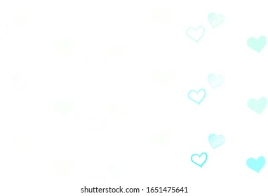 Light Green vector texture with lovely hearts. Hearts on blurred abstract background with colorful gradient. Pattern for carnival, festival romantic leaflets.