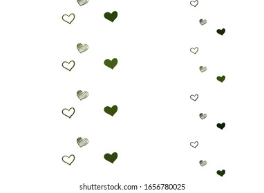 Light Green vector texture with lovely hearts. Beautiful celebration style hearts on abstract illustration. Pattern for carnival, festival romantic leaflets.