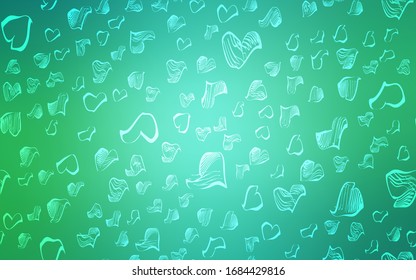 Light Green vector texture with lovely hearts. Hearts on blurred abstract background with colorful gradient. Pattern for carnival, festival romantic leaflets.