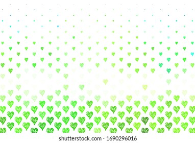 Light Green vector texture with lovely hearts. Smart illustration with gradient hearts in valentine style. Template for Valentine's greeting postcards.