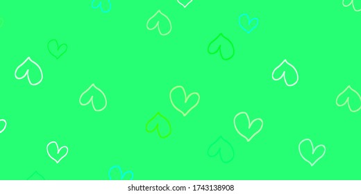Light Green vector texture with lovely hearts. Illustration with hearts in love concept for valentine's day. Pattern for marriage gifts, congratulations.