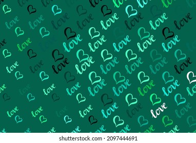 Light Green vector texture with lovely hearts. Beautiful celebration style hearts on abstract illustration. Pattern for carnival, festival romantic leaflets.