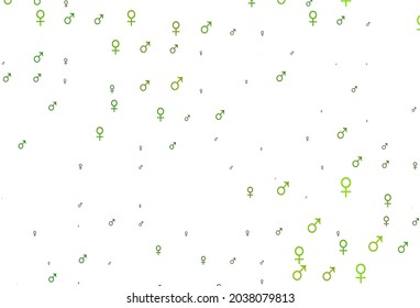 Light green vector texture with male, female icons. Abstract illustration with colorful gradient gender symbols. Modern design for unisex wallpapers.