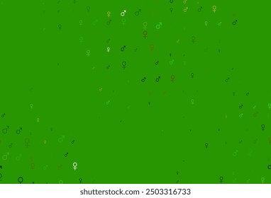 Light green vector texture with male, female icons. Abstract illustration with colorful gradient gender symbols. Modern design for unisex wallpapers.