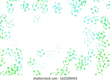 Light Green vector texture with mathematic symbols. Colored mathematic signs with gradient on white background. Pattern for posters, banners of math books.