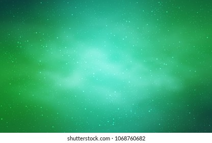 Light Green vector texture with milky way stars. Glitter abstract illustration with colorful cosmic stars. Best design for your ad, poster, banner.