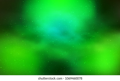 Light Green vector texture with milky way stars. Blurred decorative design in simple style with galaxy stars. Template for cosmic backgrounds.