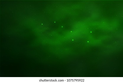 Light Green vector texture with milky way stars. Glitter abstract illustration with colorful cosmic stars. Template for cosmic backgrounds.