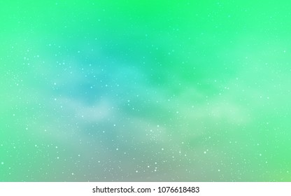 Light Green vector texture with milky way stars. Shining colored illustration with bright astronomical stars. Smart design for your business advert.