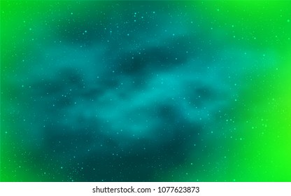 Light Green vector texture with milky way stars. Shining illustration with sky stars on abstract template. Pattern for astronomy websites.