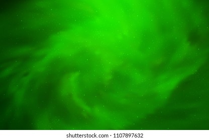 Light Green vector texture with milky way stars. Shining illustration with sky stars on abstract template. Pattern for futuristic ad, booklets.