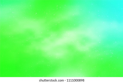 Light Green vector texture with milky way stars. Shining colored illustration with bright astronomical stars. Template for cosmic backgrounds.