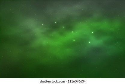 Light Green vector texture with milky way stars. Glitter abstract illustration with colorful cosmic stars. Smart design for your business advert.