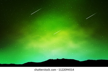 Light Green vector texture with milky way stars. Shining illustration with sky stars on abstract template. Pattern for astrology websites.