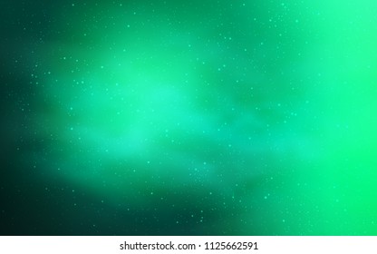 Light Green vector texture with milky way stars. Shining illustration with sky stars on abstract template. Best design for your ad, poster, banner.