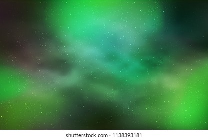 Light Green vector texture with milky way stars. Shining illustration with sky stars on abstract template. Pattern for futuristic ad, booklets.