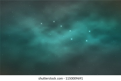 Light Green vector texture with milky way stars. Space stars on blurred abstract background with gradient. Smart design for your business advert.