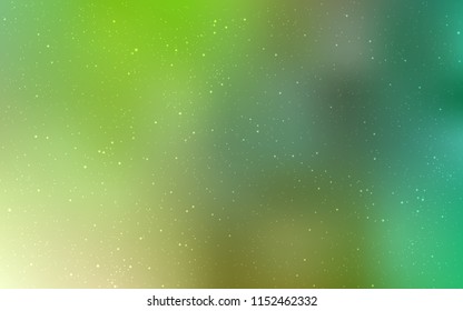 Light Green vector texture with milky way stars. Space stars on blurred abstract background with gradient. Pattern for futuristic ad, booklets.