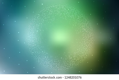 Light Green vector texture with milky way stars. Space stars on blurred abstract background with gradient. Best design for your ad, poster, banner.