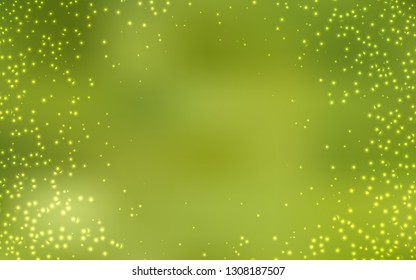 Light Green vector texture with milky way stars. Shining colored illustration with bright astronomical stars. Template for cosmic backgrounds.