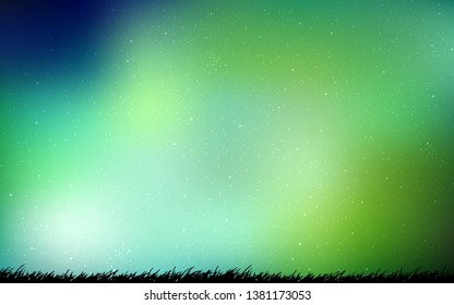 Light Green vector texture with milky way stars. Shining illustration with sky stars on abstract template. Pattern for futuristic ad, booklets.