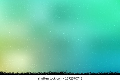 Light Green vector texture with milky way stars. Space stars on blurred abstract background with gradient. Best design for your ad, poster, banner.