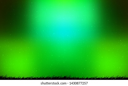 Light Green vector texture with milky way stars. Glitter abstract illustration with colorful cosmic stars. Template for cosmic backgrounds.