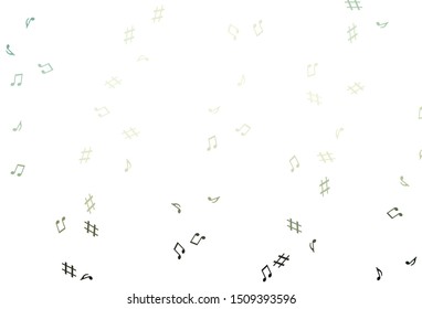 Light Green vector texture with musical notes. Shining illustration of colorful gradient music notes. Modern design for wallpapers.
