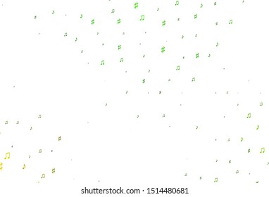 Light Green vector texture with musical notes. Shining illustration of colorful gradient music notes. Pattern for school ad, booklets.