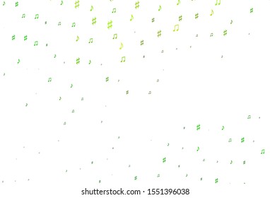 Light Green vector texture with musical notes. Modern abstract illustration with melody keys. Pattern for festival leaflets.