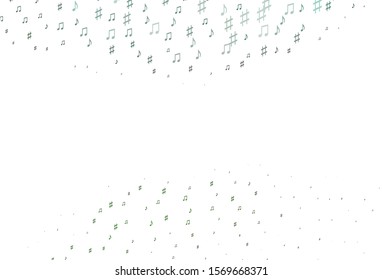 Light Green vector texture with musical notes. Abstract illustration with colorful symbols of melody. Template for fasion magazines.