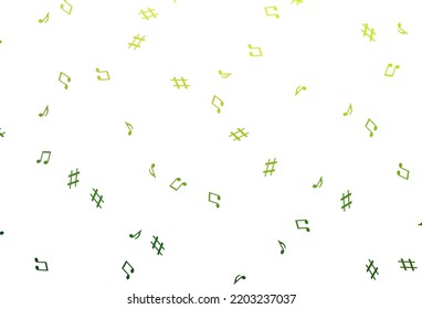 Light Green vector texture with musical notes. Shining illustration of colorful gradient music notes. Pattern for festival leaflets.