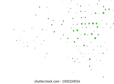 Light Green vector texture with playing cards. Glitter abstract sketch with isolated symbols of playing cards. Design for ad, poster, banner of gambling websites.