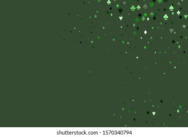 Light Green vector texture with playing cards. Colored illustration with hearts, spades, clubs, diamonds. Smart design for your business advert of casinos.