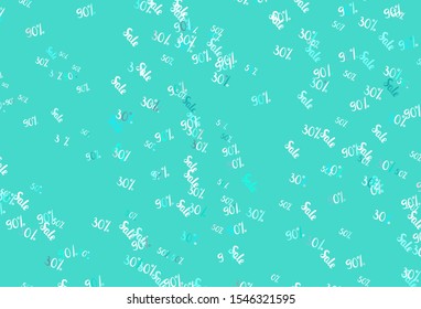 Light Green vector texture with selling prices 30, 50, 90 %. Gradient illustration with discount signs on white backdrop. Template for season sales, shopping ads.