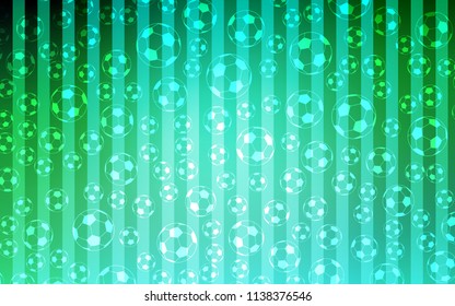 Light Green vector texture with soccer balls. Shining illustration with soccer balls on a colorful backdrop. Design for posters, banners of sports competitions.