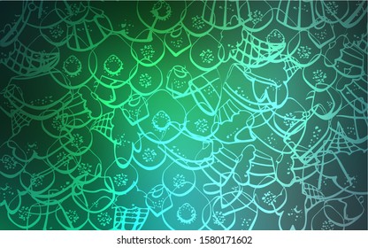 Light Green vector texture with sweets, candies. Blurred decorative design of desserts in doodle style. Template of children's food in cafe.