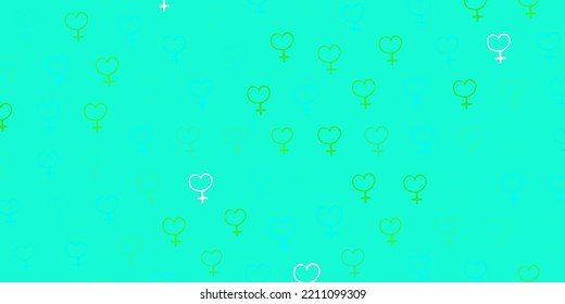 Light Green vector texture with women rights symbols. Simple design in abstract style with women rights activism. Simple design for your web site.
