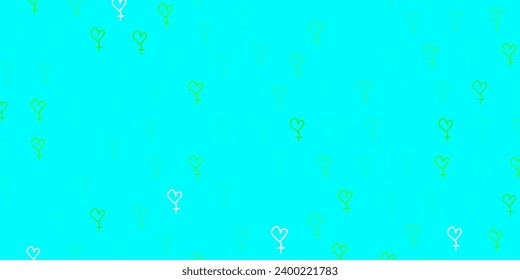 Light Green vector texture with women rights symbols. Simple design in abstract style with women rights activism. Design for International Women Day.